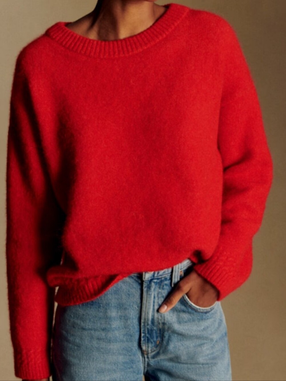 Sezane Amiel Sweater, Cozy Crewneck Sweater in Red, Alpaca Blend, GUC, Quiet Lux